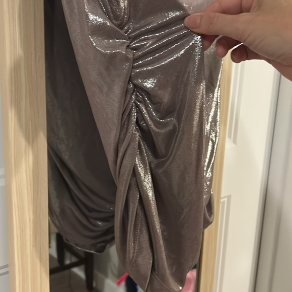 Maeve Metallic Shimmer Top - Elegant Silver Brown Taupe Small - Picture 2 of 2